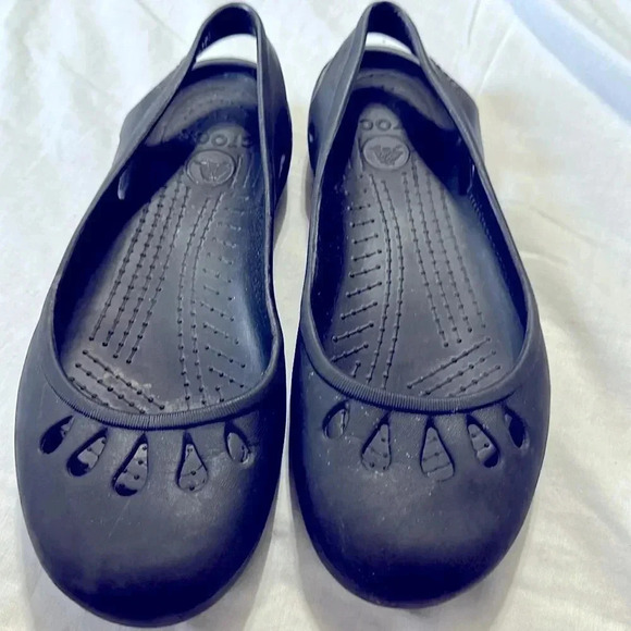 Crocs Women’s Taylor Slingback Flat Shoes size 10 Black - Picture 1 of 6